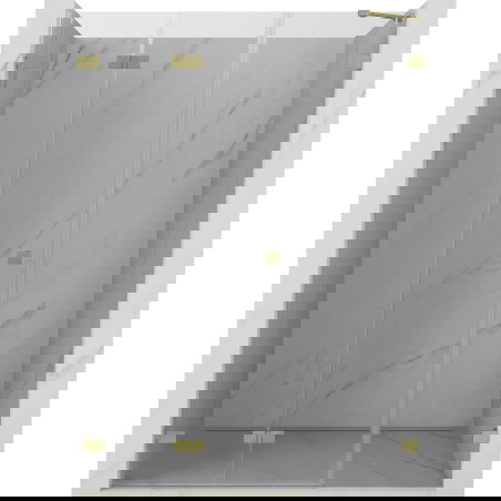 Mexen Lunar-F Faltbare Duschwand links 150 cm, transparent, gebürstetes Gold - 836S-150-050-55-00-L