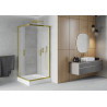 Mexen Rio vierkante douchecabine 90 x 90 cm, matglas, goud + douchebak, wit - 860-090-090-50-30-4510