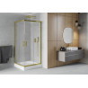Mexen Rio quadratische Duschkabine 90 x 90 cm, satiniert, gold + Duschwanne, weiß - 860-090-090-50-30-4510