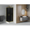 Mexen Rio vierkante douchecabine 80 x 80 cm, grafiet, goud + douchebak, wit - 860-080-080-50-40-4510