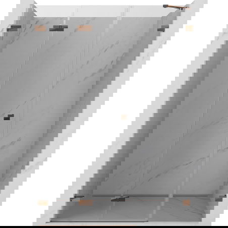 Mexen Lunar-F opvouwbare douchedeur links 135 cm, transparant, roségoud - 836S-135-050-60-00-L