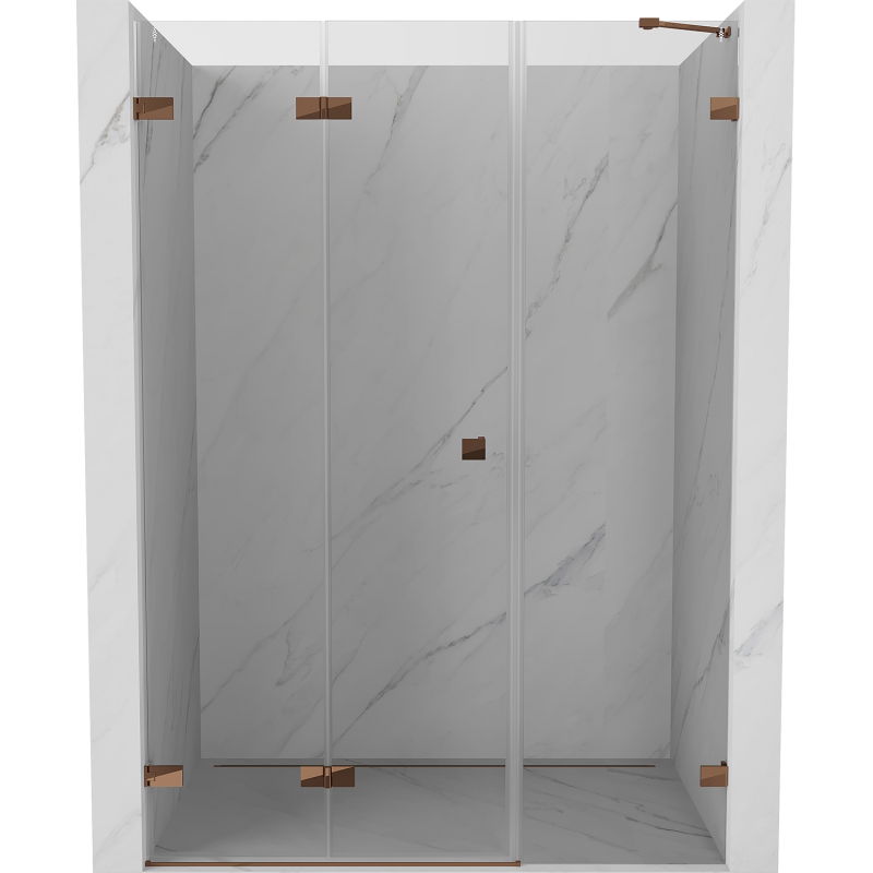 Mexen Lunar-F Duschfaltür links 140 cm, transparent, Roségold - 836S-140-050-60-00-L