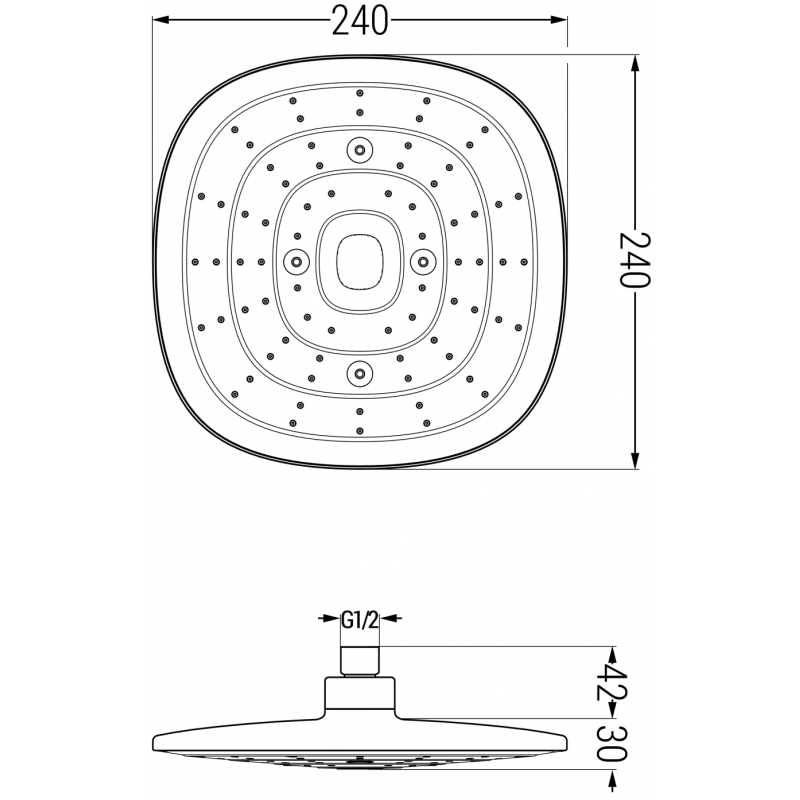 Mexen D-17 prha 24x24 cm, krom - 79717-00