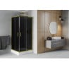 Mexen Rio square shower cabin 90 x 90 cm, graphite, gold + Rio shower tray, white - 860-090-090-50-40-4510
