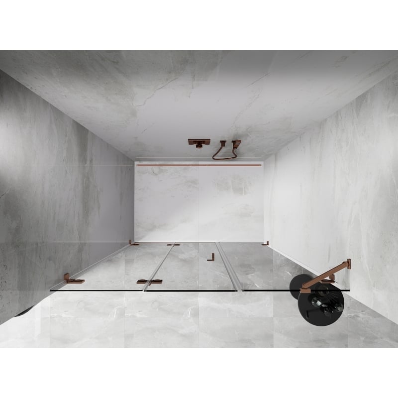 Mexen Lunar-F 110 cm Folding Left Shower Door, Transparent, Brushed Copper - 836S-110-050-65-00-L