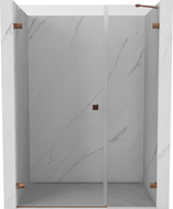 Mexen Lunar-B lijeva zglobna tuš vrata 140 cm, prozirna, ružičasto zlato - 832S-140-050-60-00-L