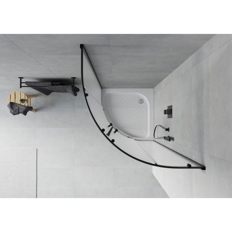 Mexen Rio cabina doccia semicircolare 70 x 70 cm, brina, nero + piatto doccia Rio, bianco - 863-070-070-70-30-4710