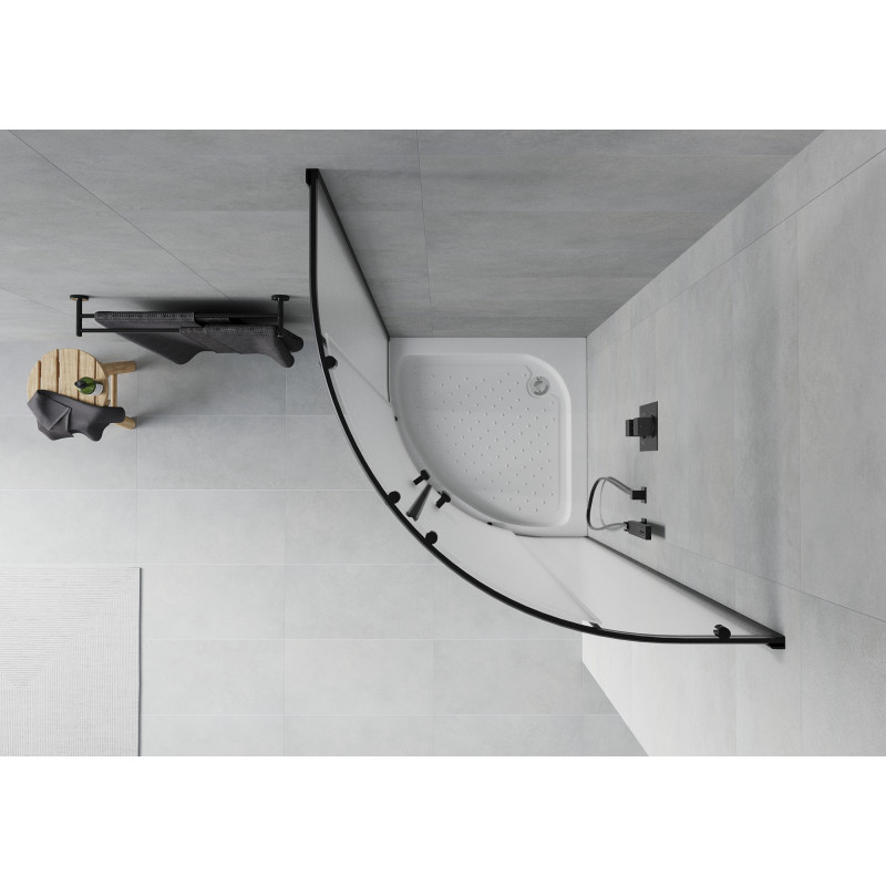 Mexen Rio cabine de douche semi-circulaire 70 x 70 cm, givre, noir + receveur, blanc - 863-070-070-70-30-4710