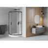 Mexen Rio halfronde douchecabine 70 x 70 cm, matglas, zwart + douchebak, wit - 863-070-070-70-30-4710
