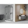 Mexen Rio Duschkabine halbrund 80 x 80 cm, matt, schwarz + Rio Duschwanne, weiß - 863-080-080-70-30-4710