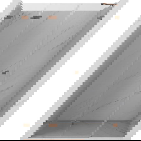 Mexen Lunar-F vouwwand douche deur links 150 cm, transparant, geborsteld koper - 836S-150-050-65-00-L