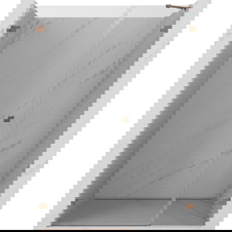 Mexen Lunar-B leva pregibna pršna vrata 130 cm, prozorna, brušena medenina - 832S-130-050-65-00-L