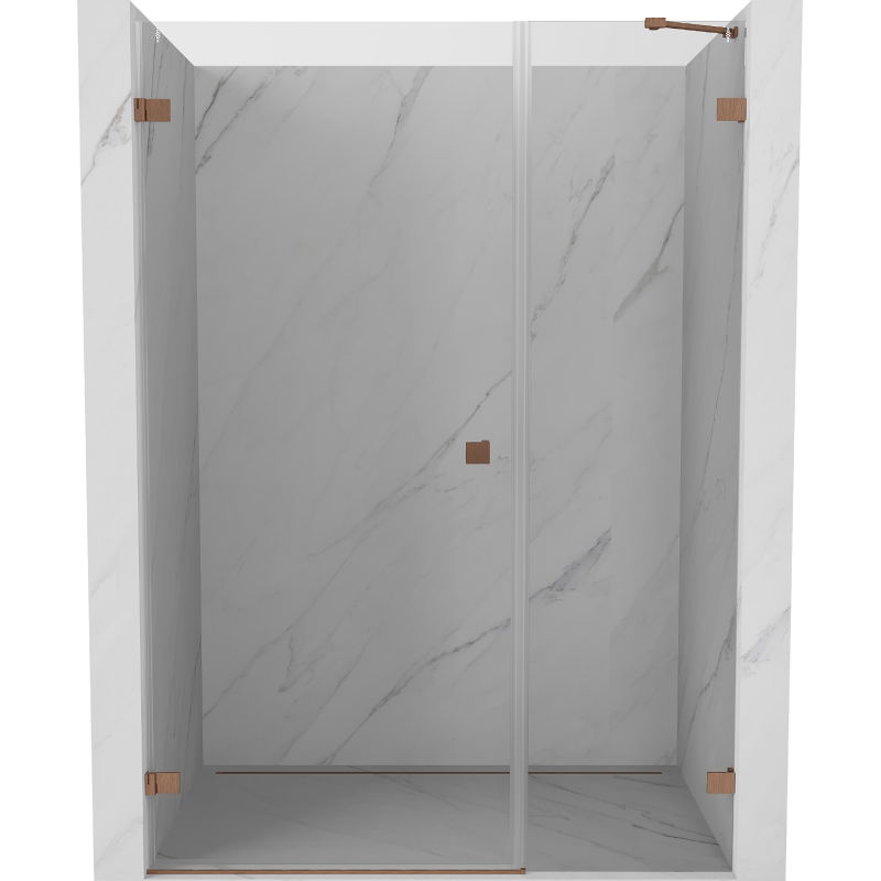Mexen Lunar-B Linksdrehende Duschtür 135 cm, transparent, gebürstetes Kupfer - 832S-135-050-65-00-L