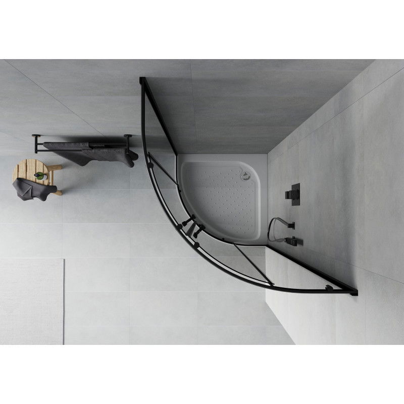 Mexen Rio hallef Kabinn 70 x 70 cm, Grafit, schwaarz + brodleg, wäiss - 863-070-070-70-40-4710