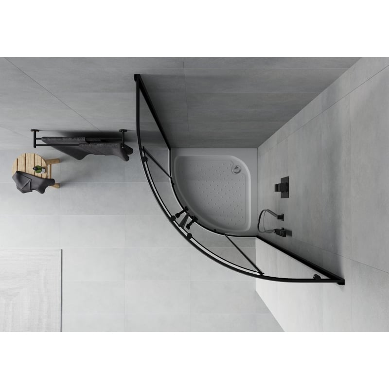 Mexen Rio semi-circular shower cabin 70 x 70 cm, graphite, black + tray, white - 863-070-070-70-40-4710