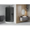 Mexen Rio Duschkabine halbrund 70 x 70 cm, grafit, schwarz + Duschwanne Rio, weiß - 863-070-070-70-40-4710
