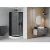 Mexen Rio Duschkabine halbrund 70 x 70 cm, grafit, schwarz + Duschwanne Rio, weiß - 863-070-070-70-40-4710
