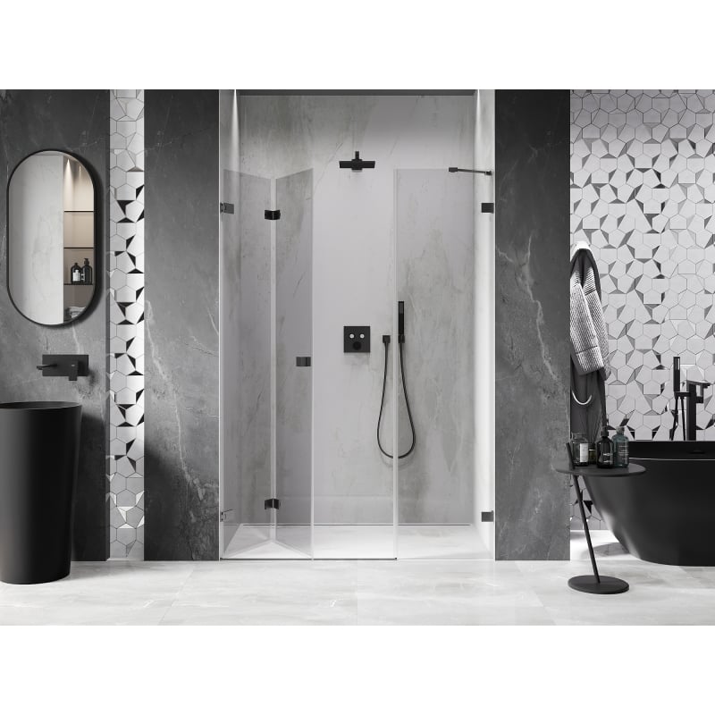 Mexen Lunar-F folding shower door left 120 cm, transparent, gun gray brushed - 836S-120-050-66-00-L