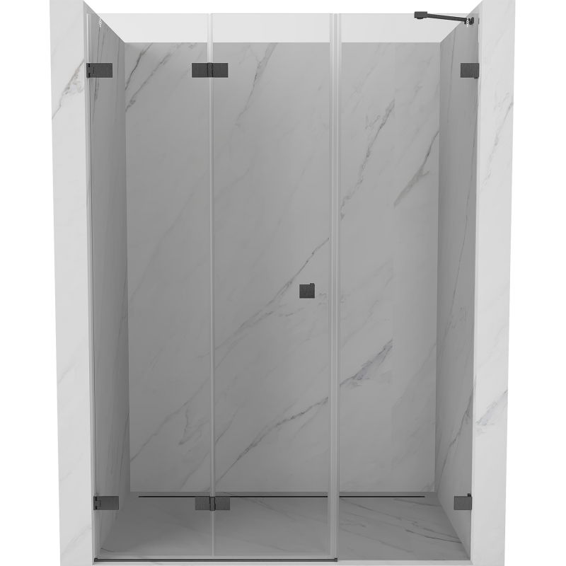 Mexen Lunar-F faltbare Duschabtrennung links 125 cm, transparent, gebürstetes Waffengrau - 836S-125-050-66-00-L