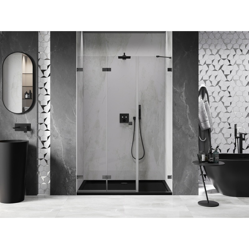 Mexen Lunar-F drzwi prysznicowe składane lewe 130 cm, transparent, gun gray szczotkowany - 836S-130-050-66-00-L