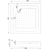Mexen Rio quadratische Duschkabine 80 x 80 cm, schwarze Streifen, schwarz + Rio Duschwanne, weiß - 860-080-080-70-20-4510