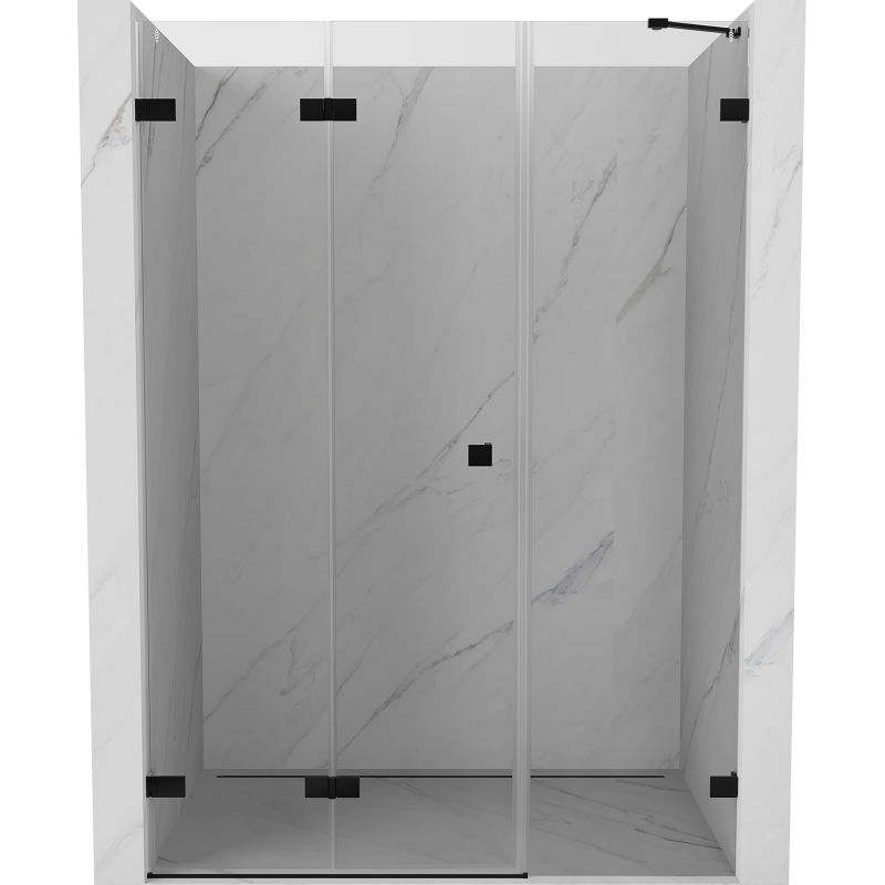 Mexen Lunar-F vouwdeuren voor douche links 145 cm, transparant, zwart - 836S-145-050-70-00-L