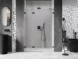 Mexen Lunar-F vouwdeuren voor douche links 145 cm, transparant, zwart - 836S-145-050-70-00-L