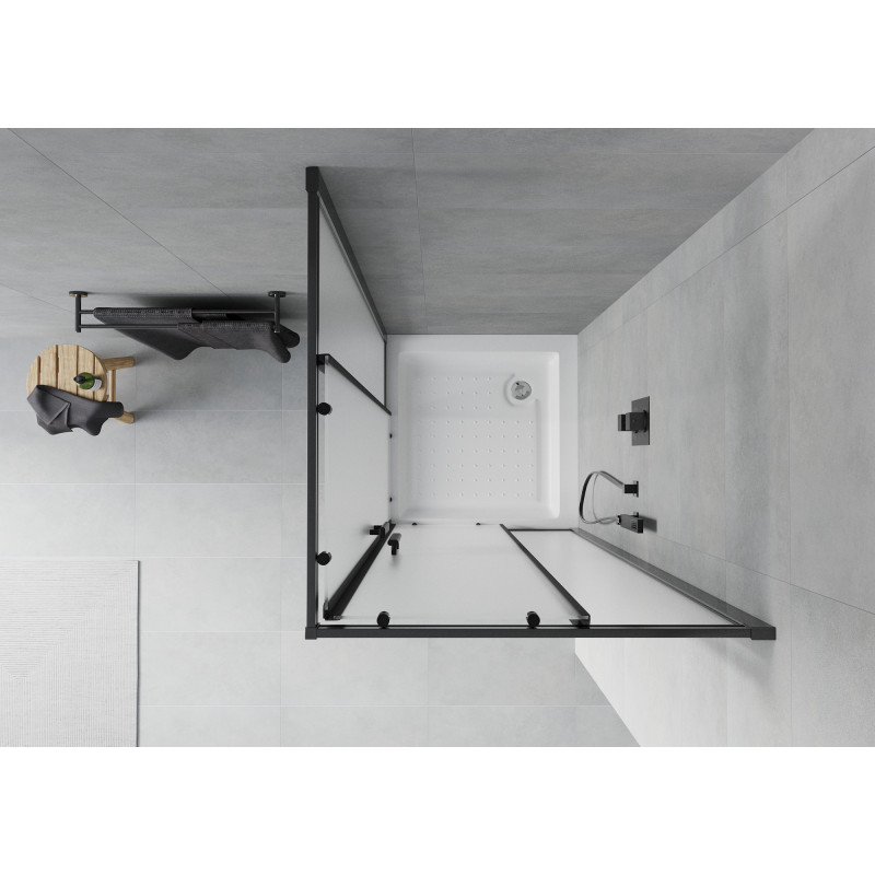 Mexen Rio vierkante douchecabine 80 x 80 cm, matglas, zwart + douchebak, wit - 860-080-080-70-30-4510