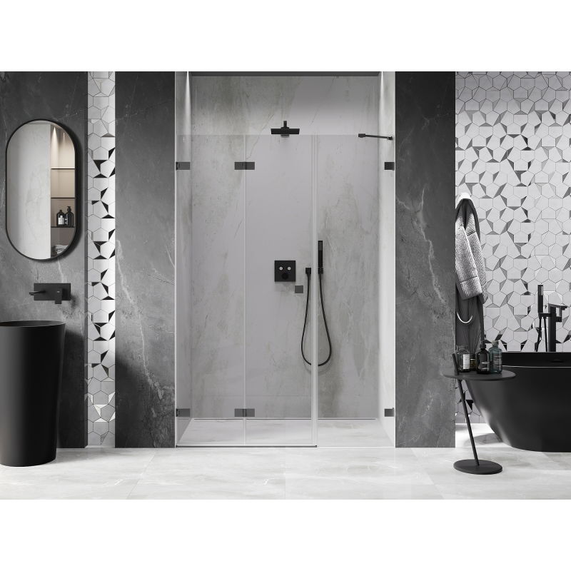 Mexen Lunar-F porta doccia pieghevole sinistra 140 cm, trasparente, gun metal - 836S-140-050-95-00-L