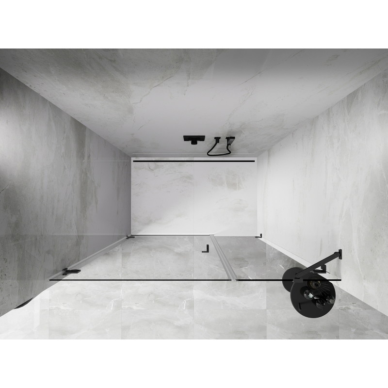 Mexen Lunar-B vasakpoolne avatav dušiuks 120 cm, läbipaistev, harjatud gun gray - 832S-120-050-66-00-L