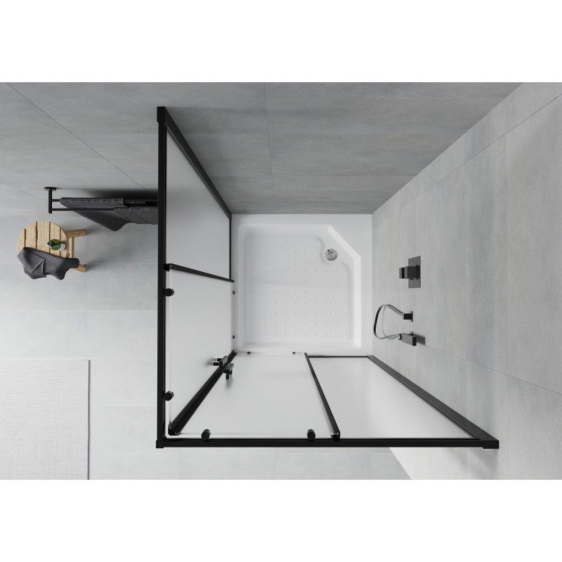 Mexen Rio cabine de duche quadrada 90 x 90 cm, fosco, preto + base de duche, branco - 860-090-090-70-30-4510