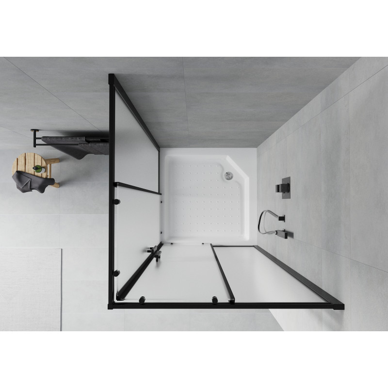 Mexen Rio vierkante douchecabine 90 x 90 cm, matglas, zwart + douchebak, wit - 860-090-090-70-30-4510
