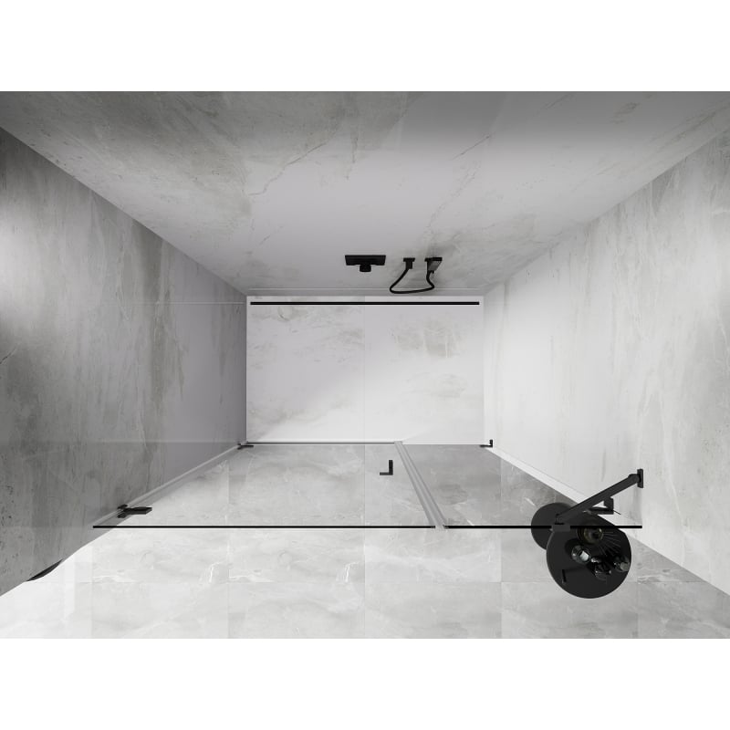 Mexen Lunar-B drzwi prysznicowe uchylne lewe 130 cm, transparent, gun gray szczotkowany - 832S-130-050-66-00-L