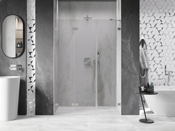 Mexen Lunar-F porte de douche pliante gauche 125 cm, transparent, nickel brossé - 836S-125-050-97-00-L