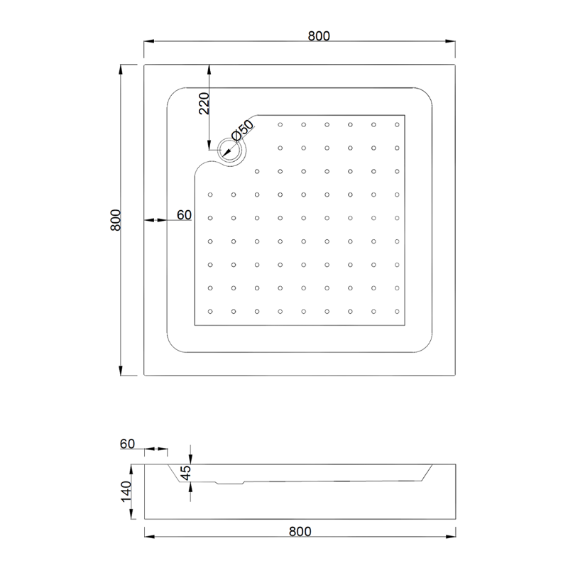 Mexen Rio kvadratna pršna kabina 80 x 80 cm, grafit, črna + tuš kad, bela - 860-080-080-70-40-4510