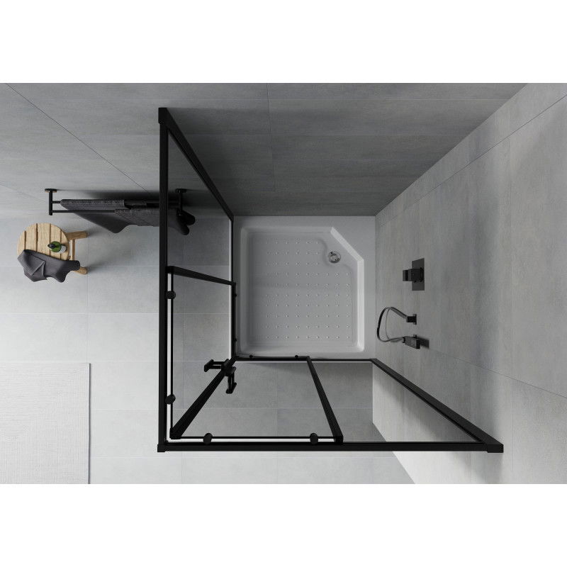 Mexen Rio vierkante douchecabine 90 x 90 cm, grafiet, zwart + Rio douchebak, wit - 860-090-090-70-40-4510