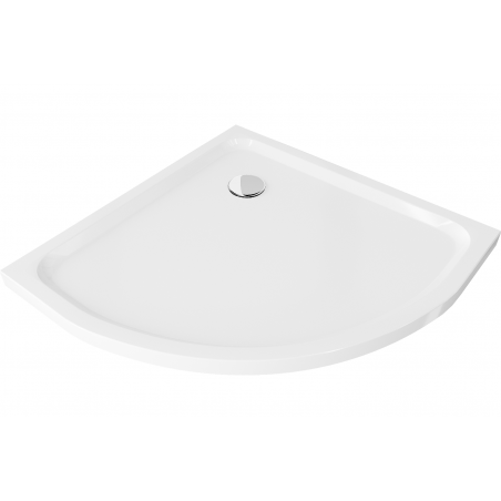Mexen Flat semi-circular slim shower tray 100 x 100 cm, white, chrome siphon - 41101010