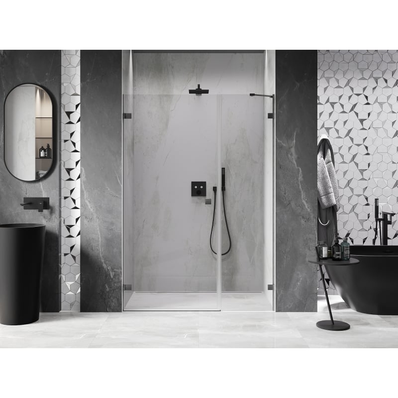 Mexen Lunar-B dušiukse vasak 150 cm, läbipaistev, harjatud gun gray - 832S-150-050-66-00-L