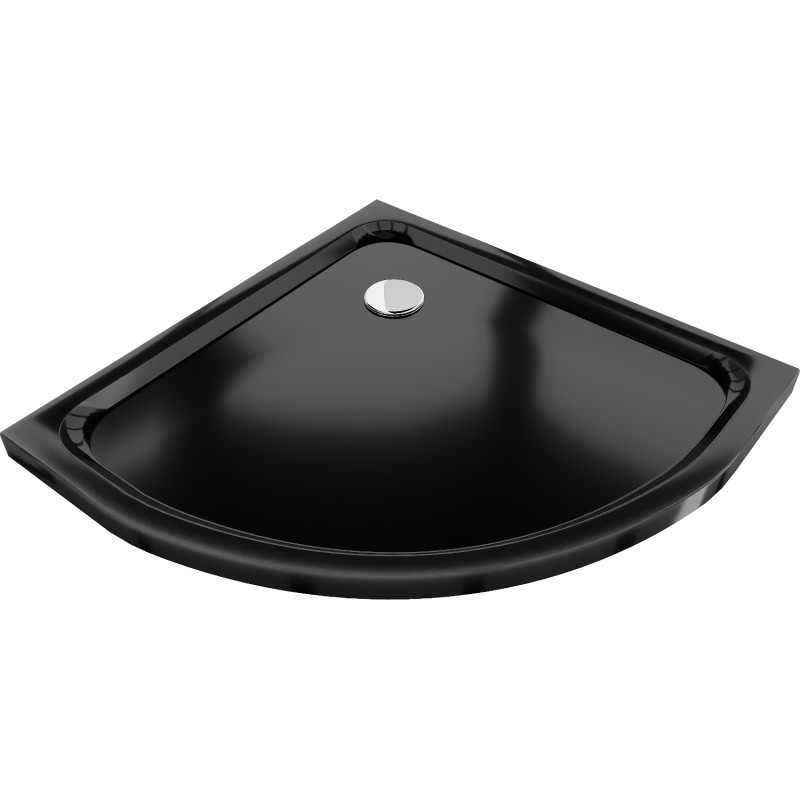 Mexen Flat Halbrunde Slim-Duschwanne 100 x 100 cm, schwarz, Chrom-Siphon - 41701010