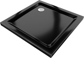 Mexen Flat brodzik kwadratowy slim 70 x 70 cm, czarny, syfon chrom - 40707070