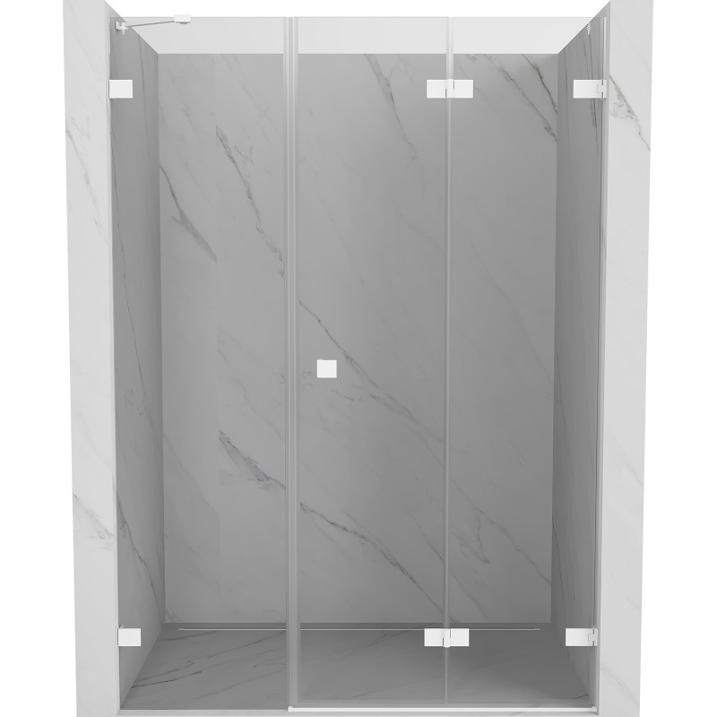 Mexen Lunar-F volditavad dušiseinad, parempoolsed, 150 cm, läbipaistev, valge - 836S-150-050-20-00-P