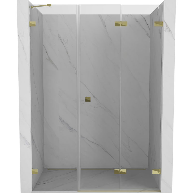 Mexen Lunar-F opvouwbare douchedeur rechts 130 cm, transparant, goud - 836S-130-050-50-00-P