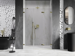 Mexen Lunar-F porte de douche pliante droite 130 cm, transparent, doré - 836S-130-050-50-00-P