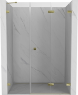 Mexen Lunar-F preklopna tuš vrata desna 140 cm, prozirna, zlatna - 836S-140-050-50-00-P