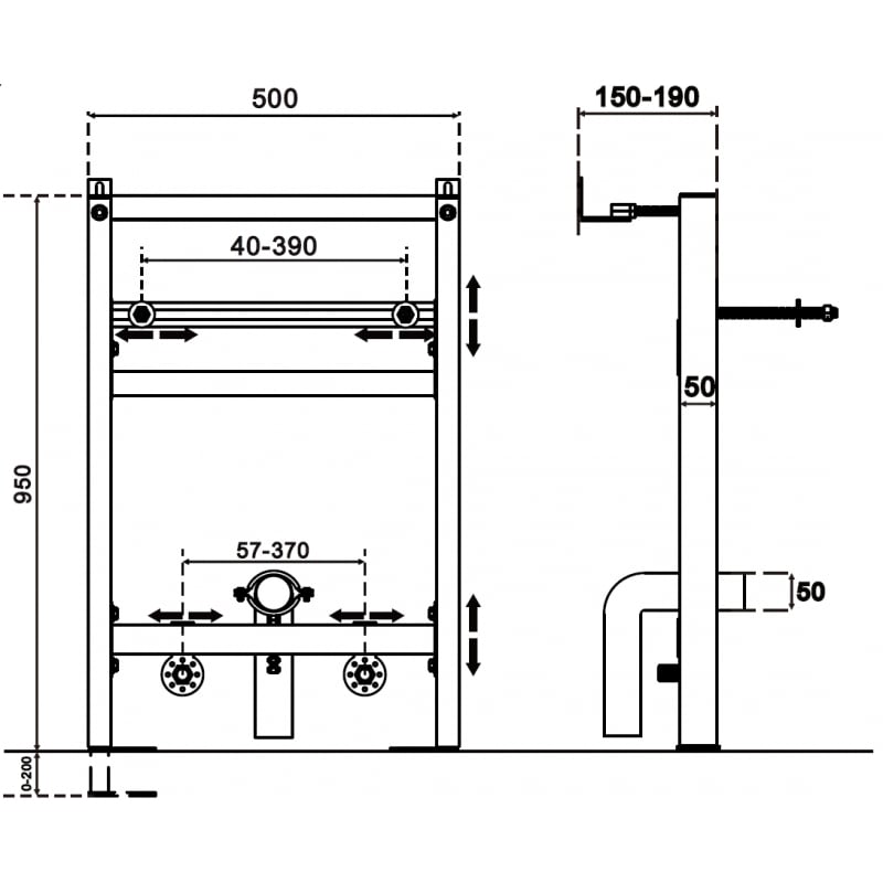 Mexen Tex U inbouwframe voor wastafel - 61997