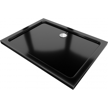 Mexen Flat rectangular shower tray slim 130 x 80 cm, black, chrome siphon - 40708013