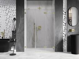 Mexen Lunar-F portes de douche pliantes droite 135 cm, transparent, or brossé - 836S-135-050-55-00-P