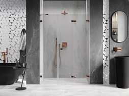 Mexen Lunar-F opvouwbare douchedeur rechts 115 cm, transparant, roségoud - 836S-115-050-60-00-P