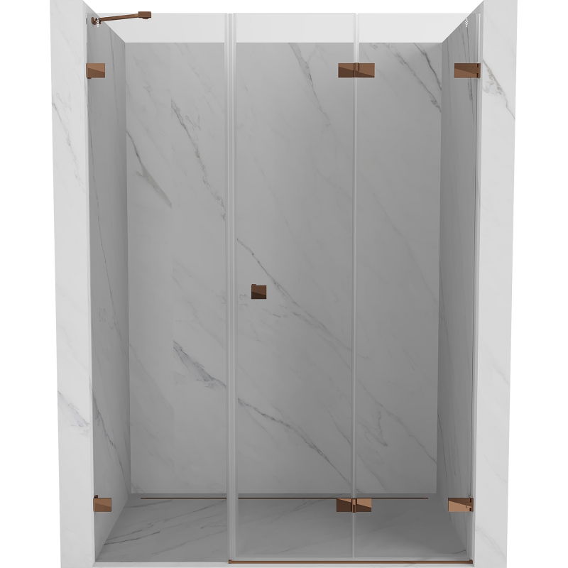 Mexen Lunar-F opklapbare douchedeur rechts 125 cm, transparant, roze goud - 836S-125-050-60-00-P