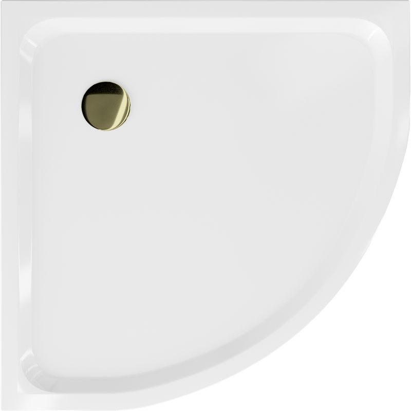 Mexen Flat halfronde douchebak slim 100 x 100 cm, wit, gouden sifon - 41101010G